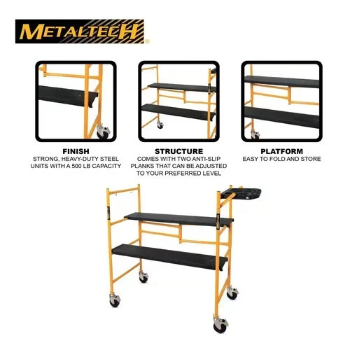 Mini Scaffold Platform 500Lbs Jobsite Series Baker 4.1ft.H x 3.4ft x 1.8ft+BONUS