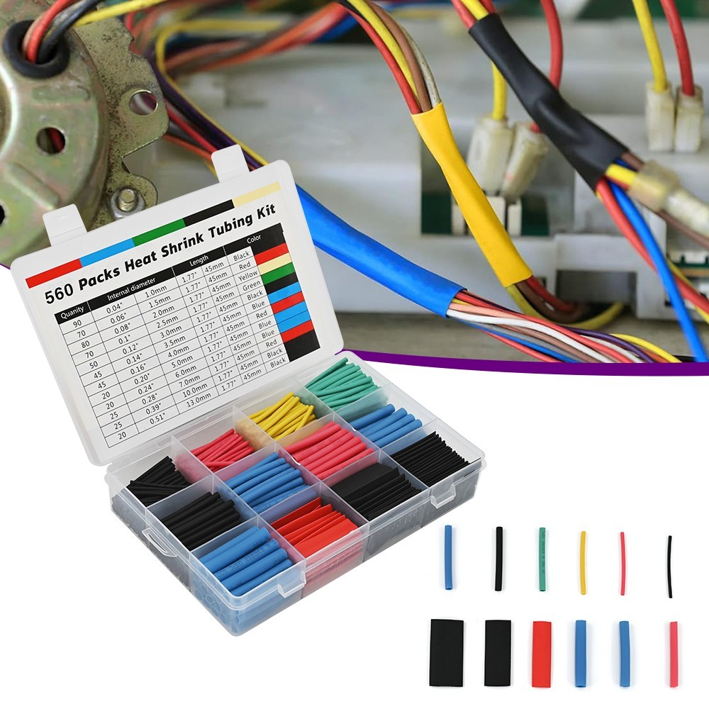 HEAT SHRINK Tubing Sleeve 2:1 Shrinkable Tube Wire Cable Assortment Kit 560PCS