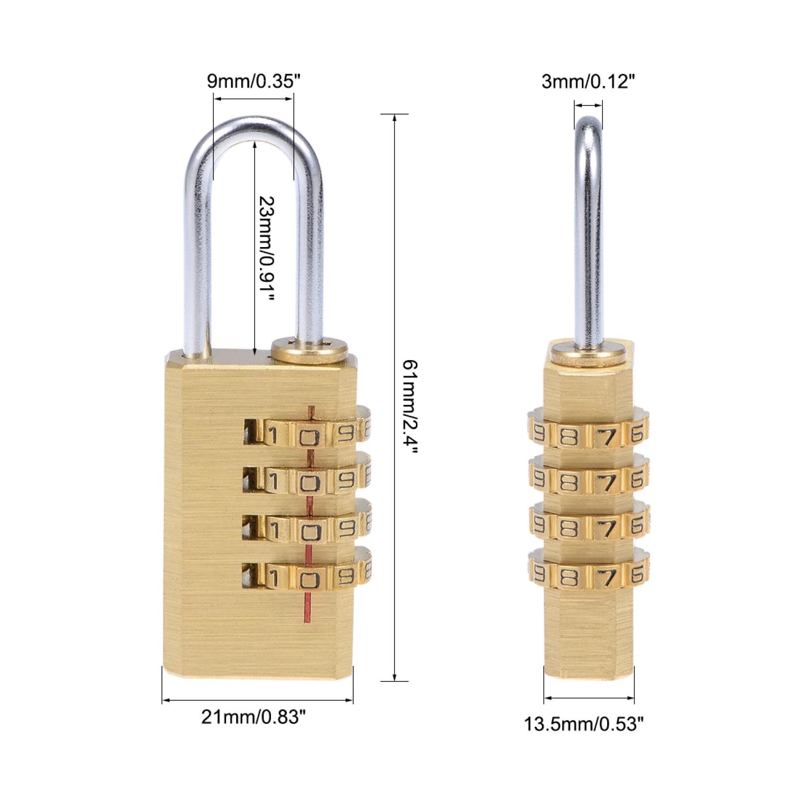2Pcs 4 Digit Combination Padlock 3mm Shackle 21mm Body Width Brass Lock
