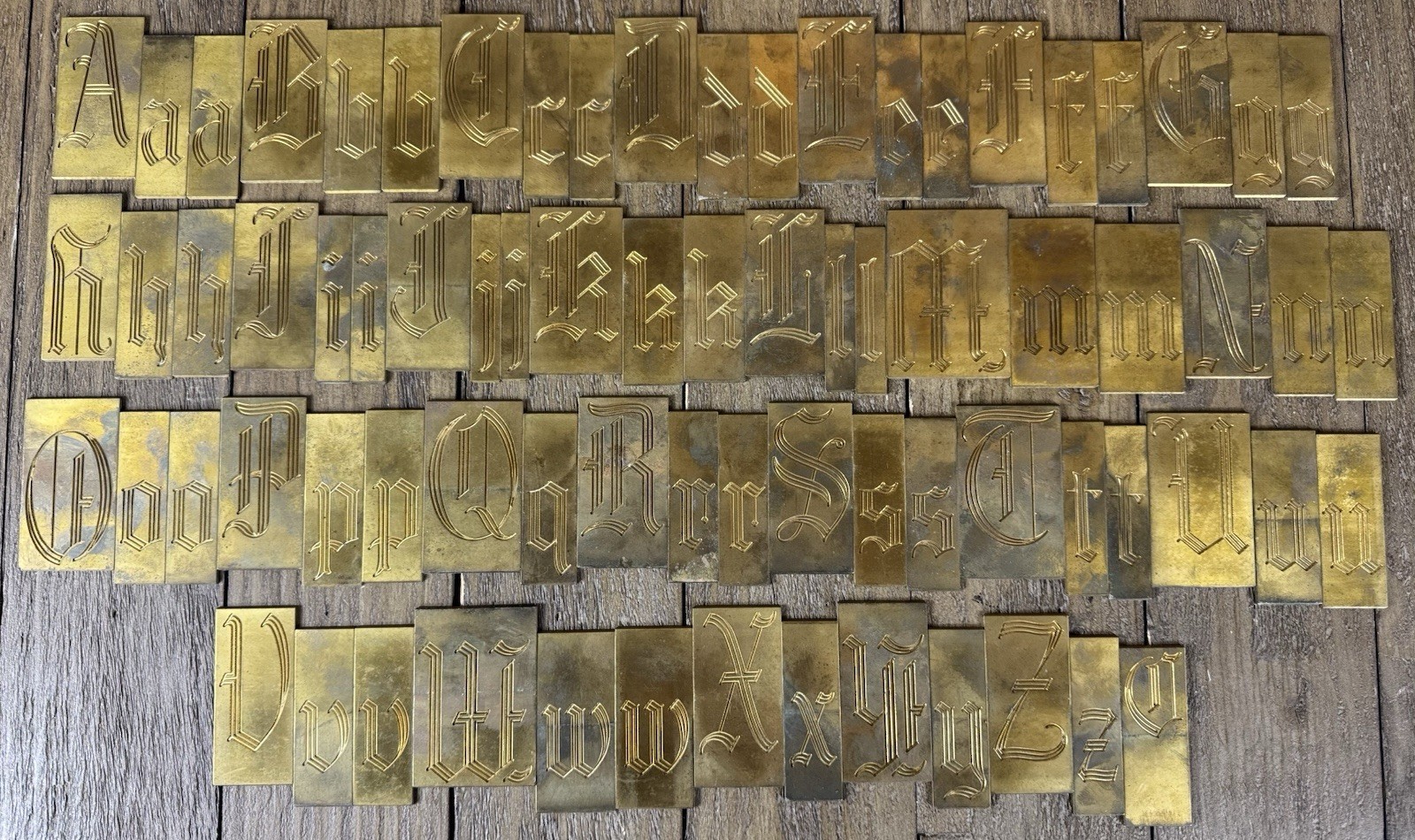 Vintage Complete A-Z Old English Engraving Font Plates Templates With Boxes