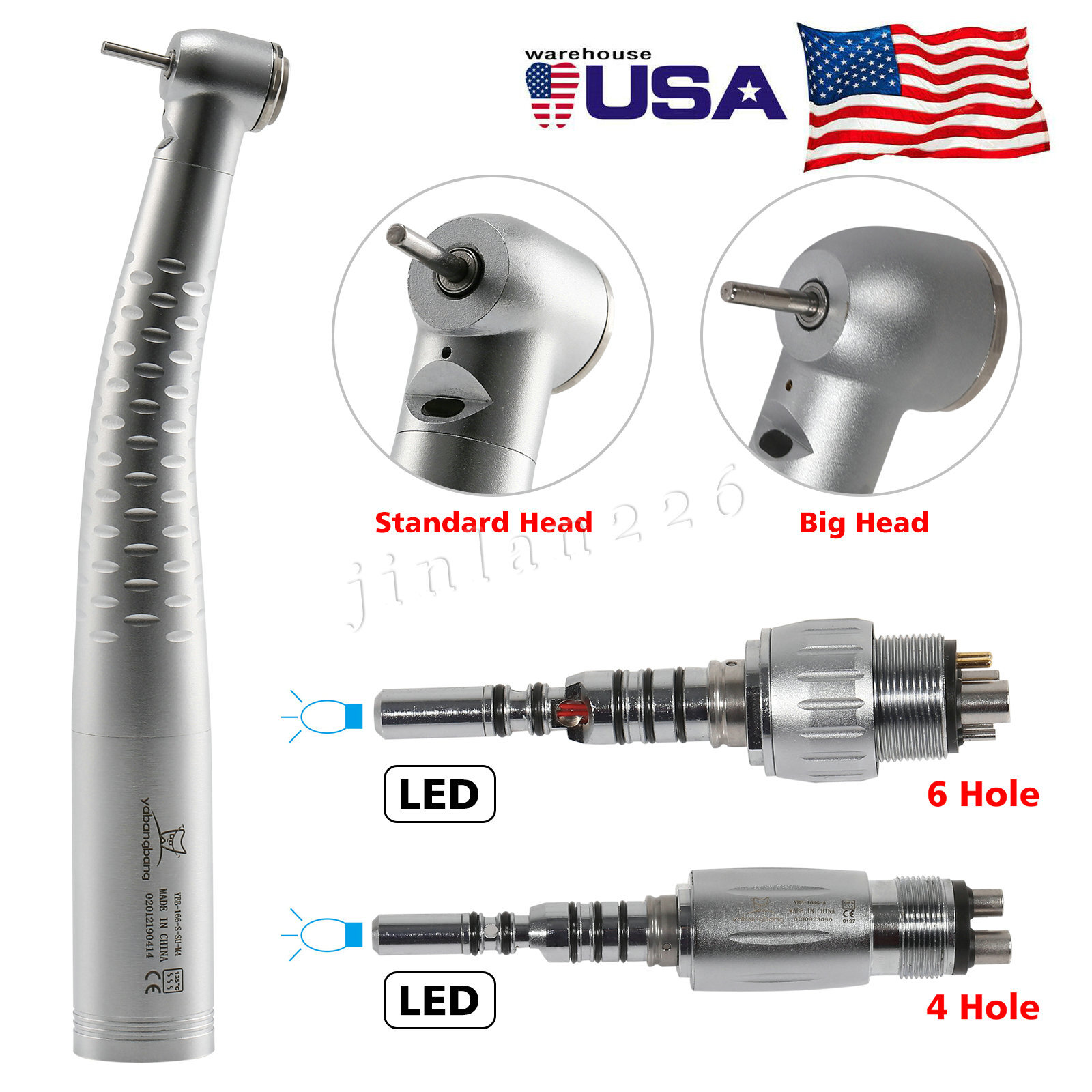 KAVO Style Dental Fiber Optic LED High Speed Handpiece / Quick Coupler 4/6 Holes