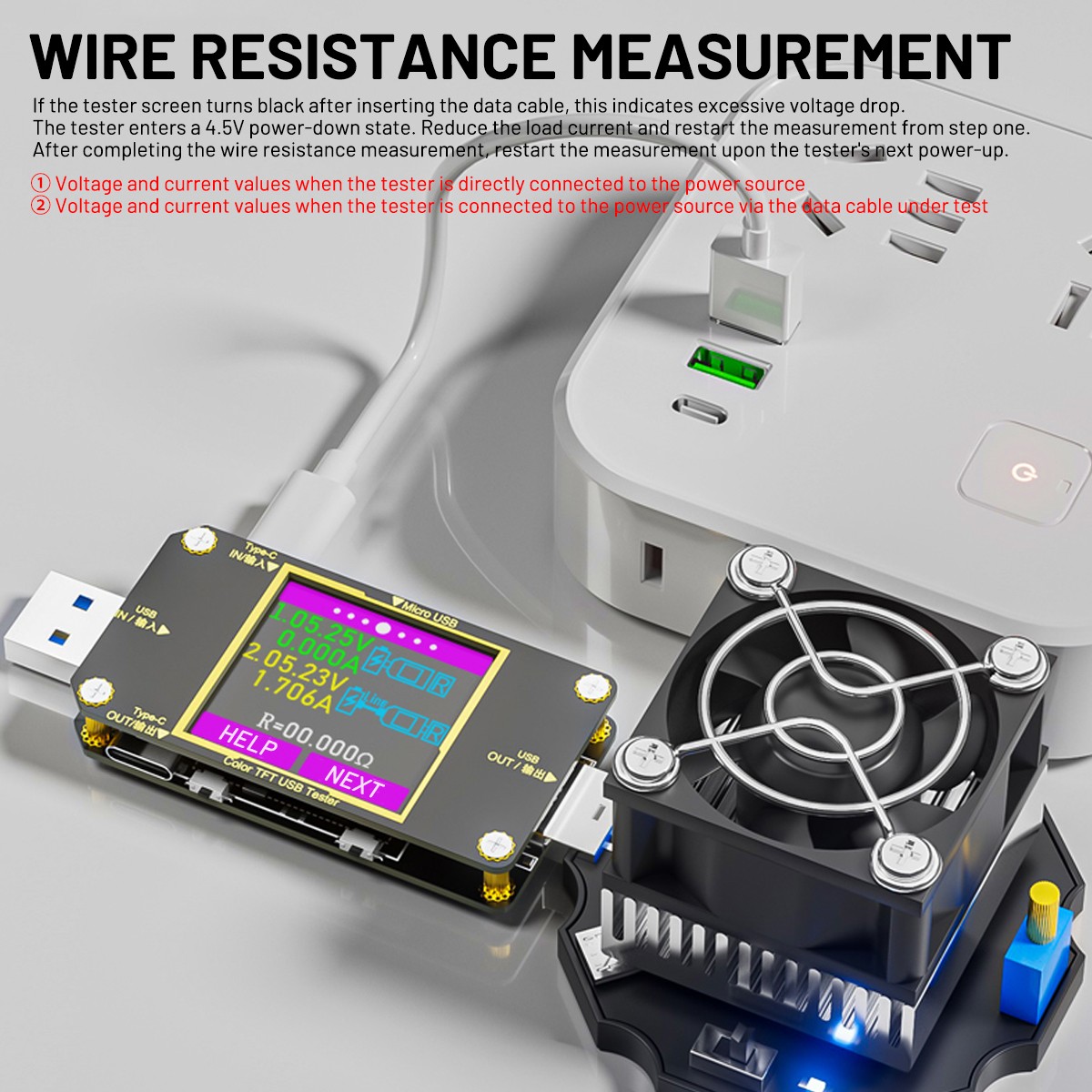 USB Type-C Meter Tester Digital Multimeter Current Voltage Power Detector +Cable