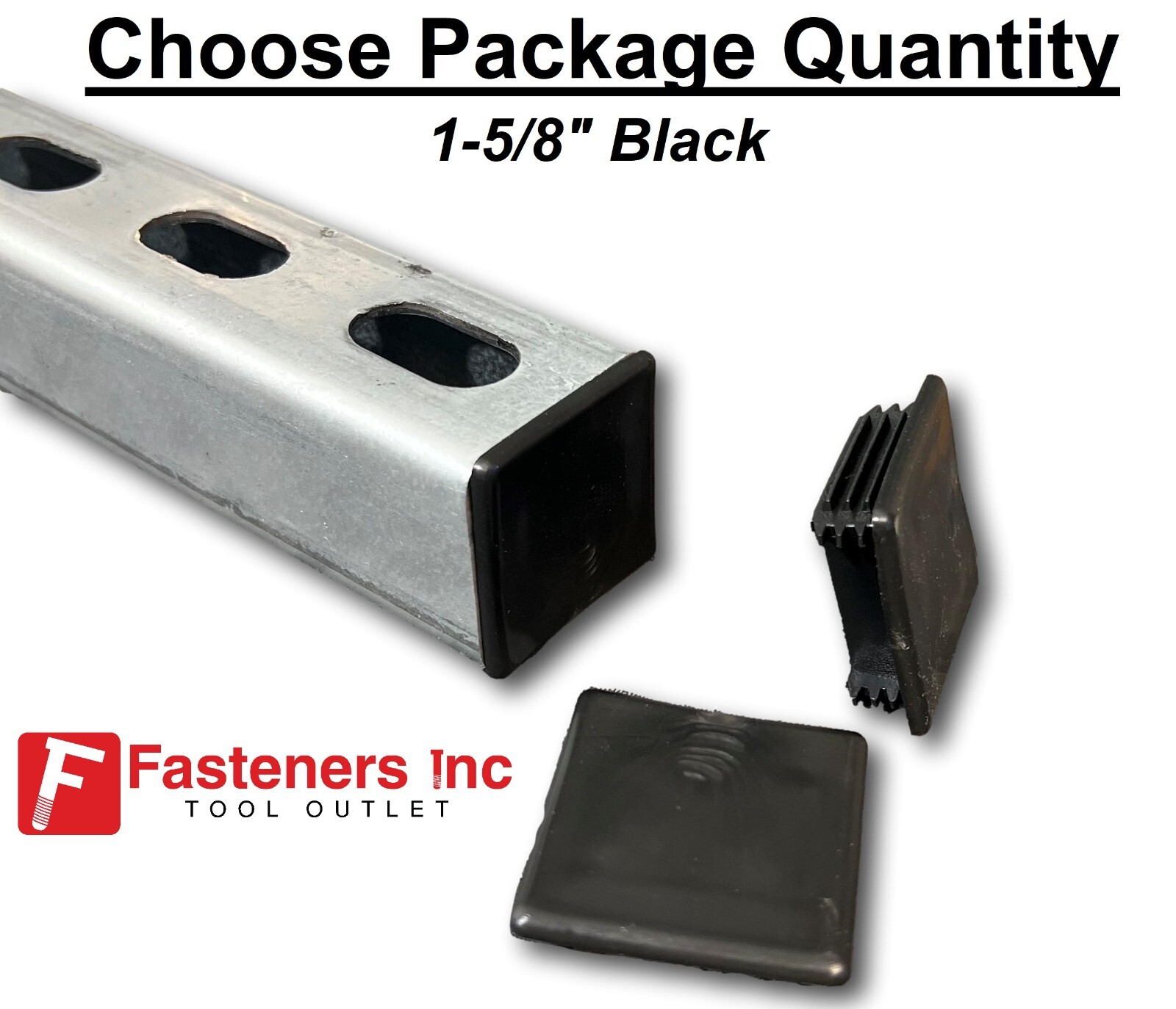 PVC Style Plastic BLACK End Caps Unistrut Channel 1-5/8” X 1-5/8” #EC-2B