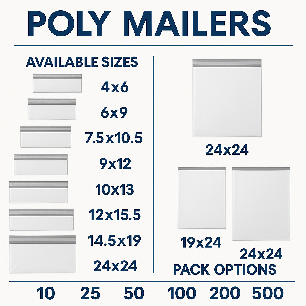 Poly Mailers Shipping Envelopes Self Sealing Plastic Mailing Bags 2.5 MIL