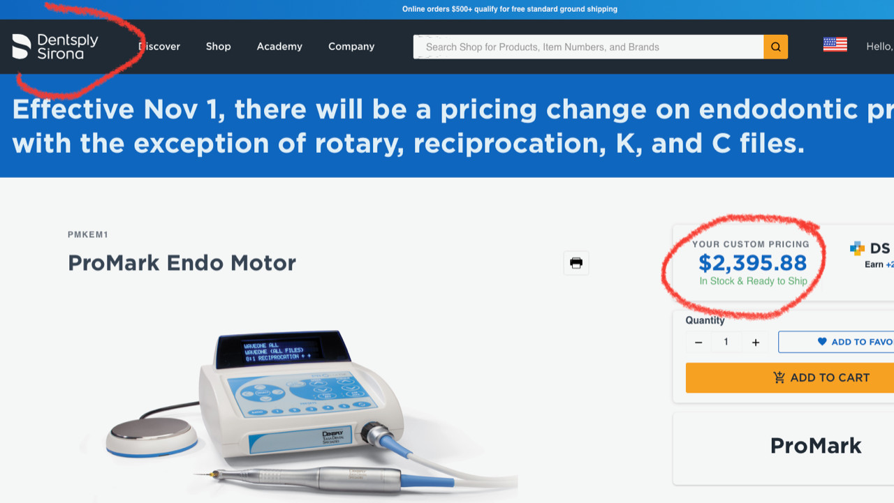 ProMark Endo Motor for wave one system WITH Handpiece and 1 YEAR WARRANTY.