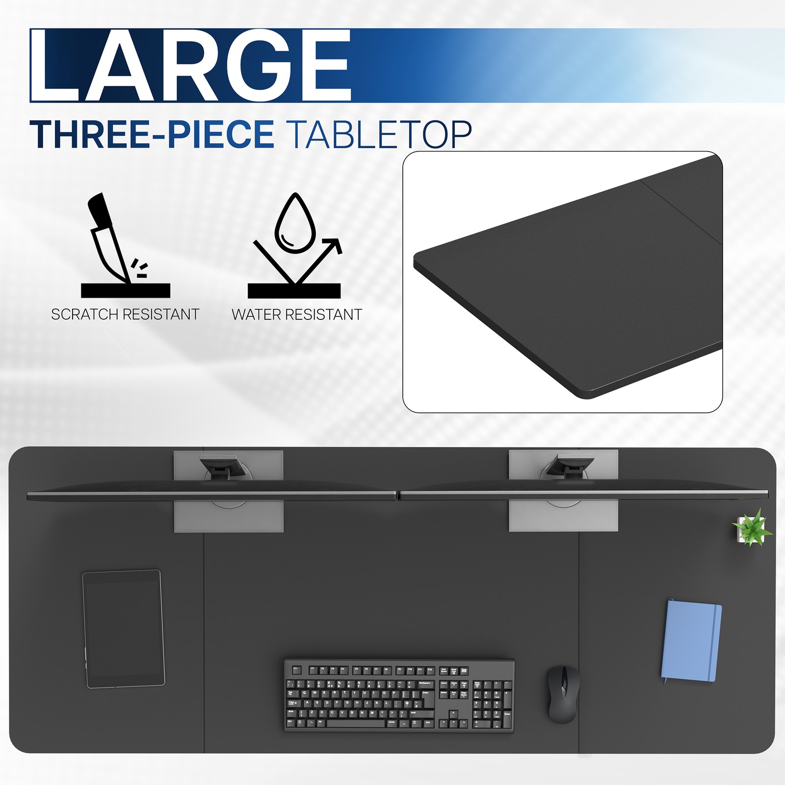 VIVO Black 60 x 24 inch Universal Table Top for Sit to Stand Desk Frames