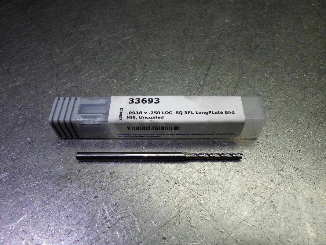 Harvey Tool 3/32″ 3 Flute SQ Carbide Endmill 1/8″ Shank QTY5 33693 (LOC1419A)