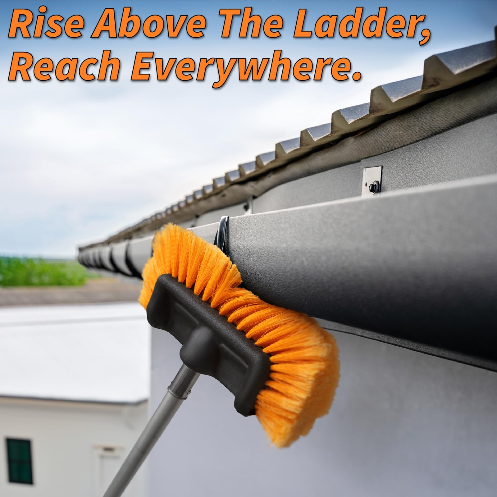36-Foot Exterior House Cleaning Brush Set with 5-30 30 Feet, Black and Orange