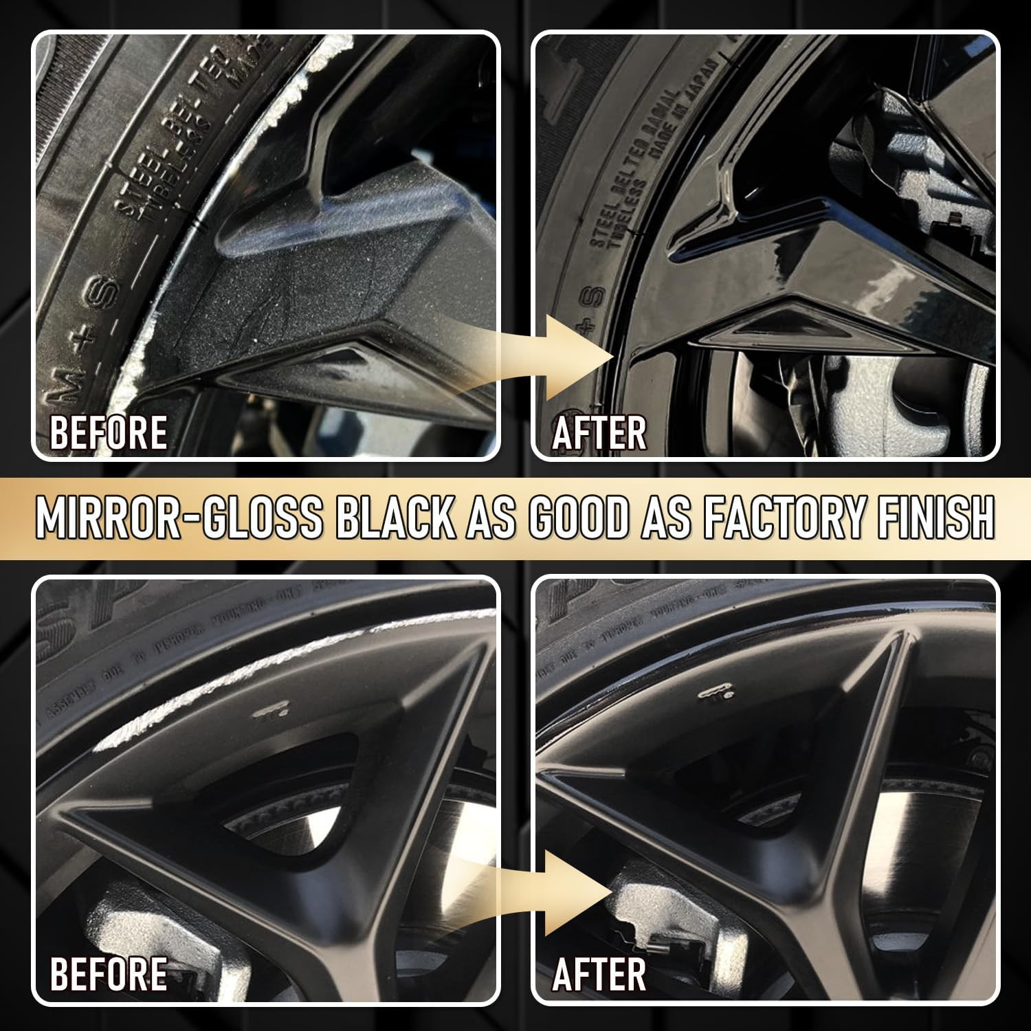Wheel Scratch Repair Kit, Gloss Black Rim Touch up Paint, Repair Curb Rash, S…
