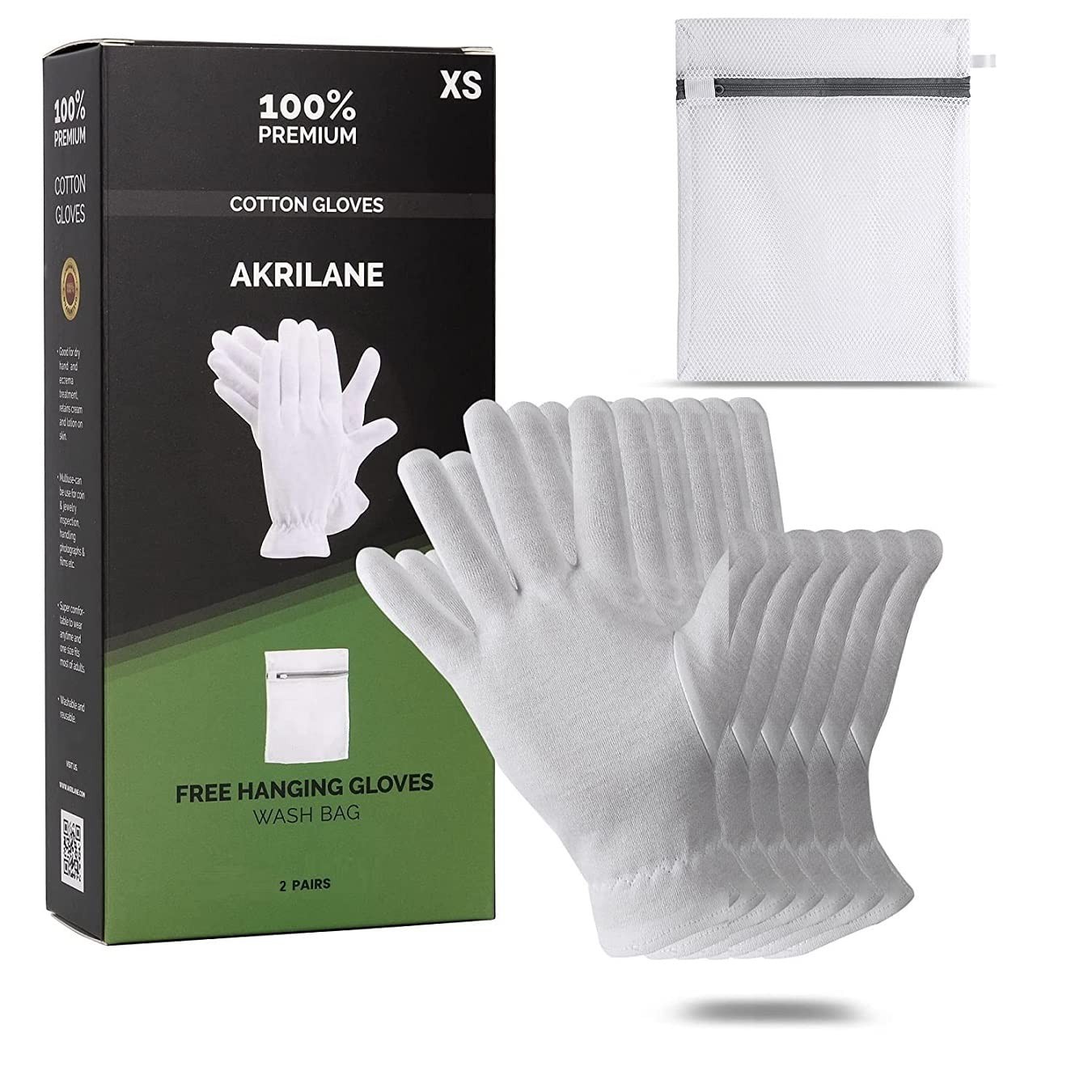 XS Extra Small 2 Pairs 100% Premium Cotton Gloves for Dry Hands | Moisturizing O