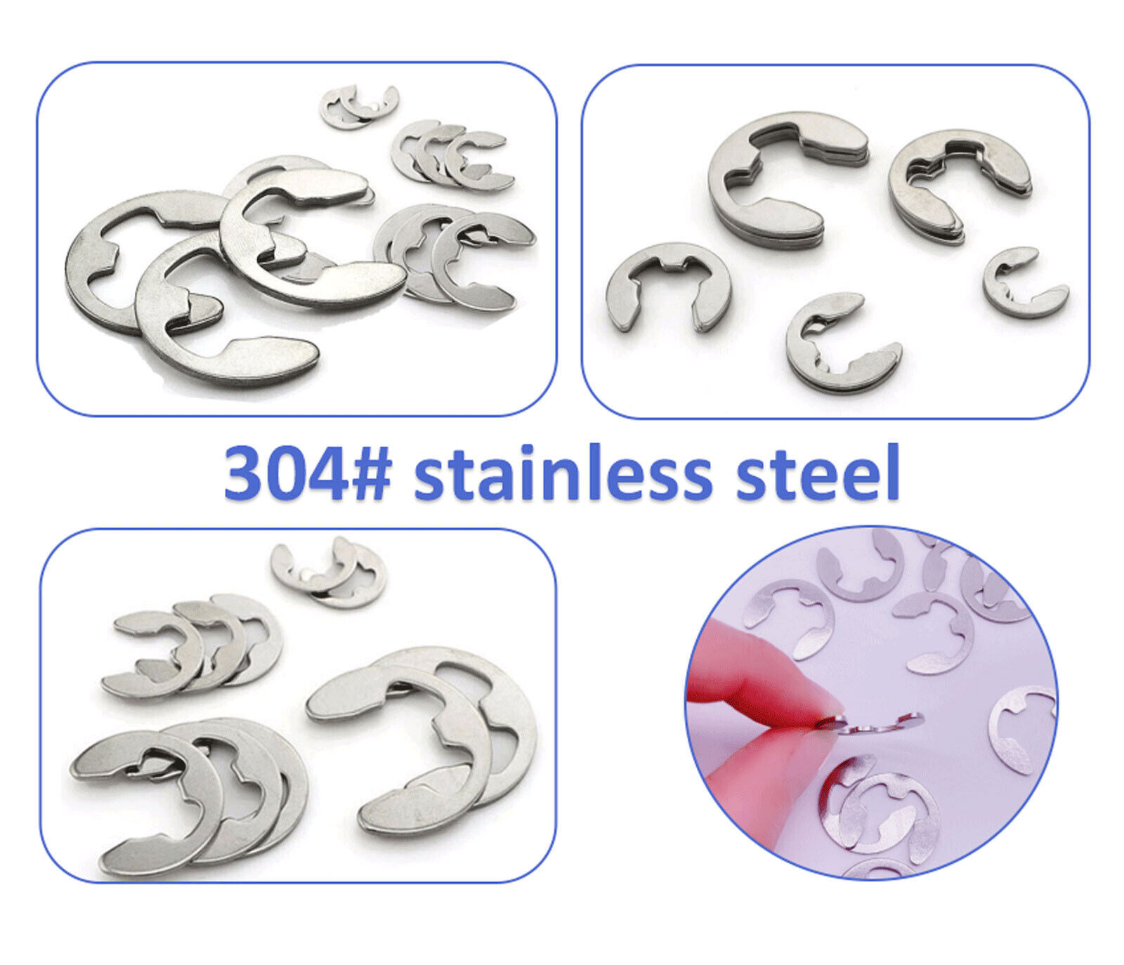 120Pcs Stainless Steel E Clips C Circlip Kit Retaining Ring Assorted 1.5 to 10mm