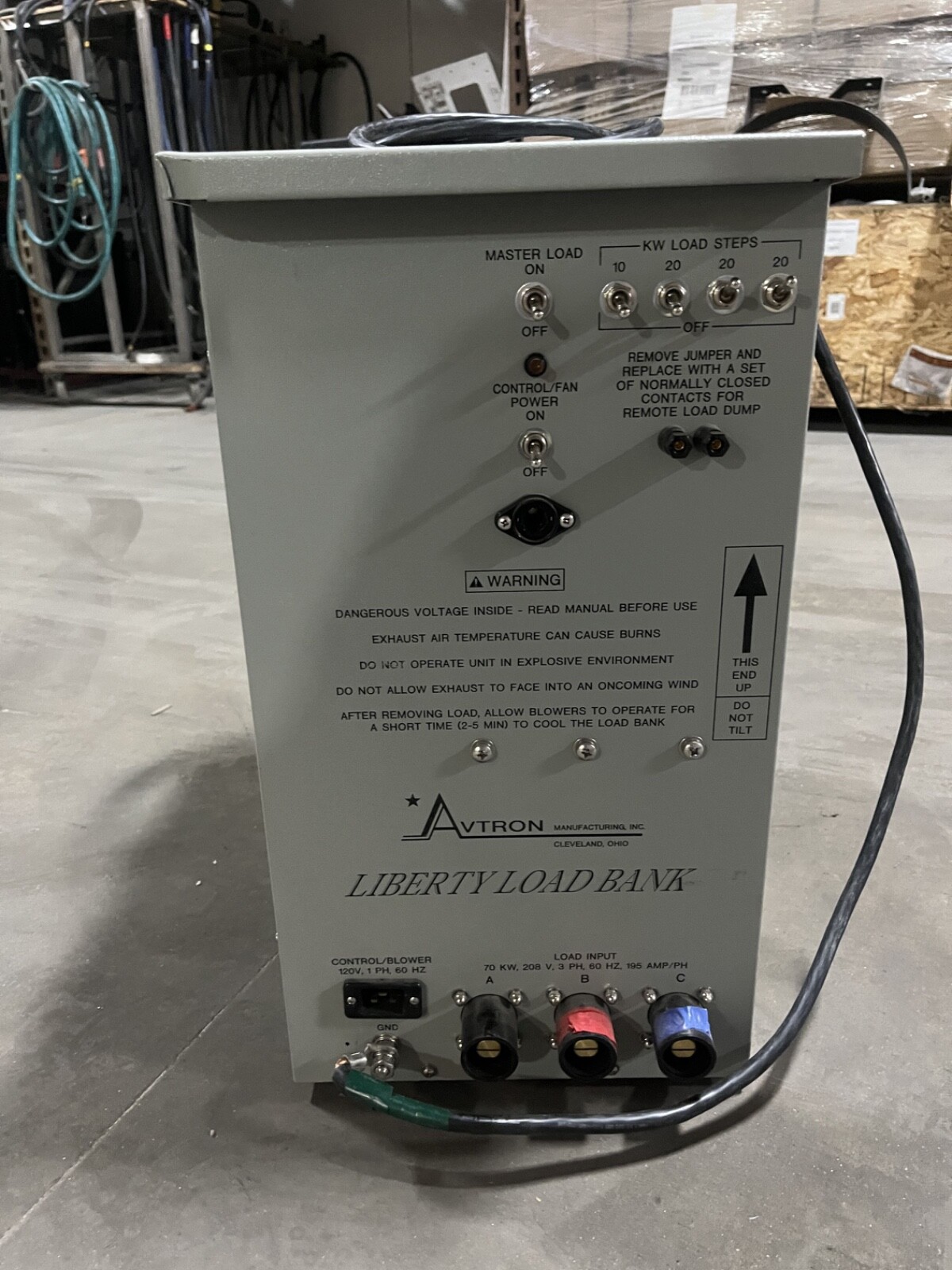 Used Avtron 70KW Liberty LPH70 Resistive Load Bank | 208V 3Ph 60Hz | 240V 1Ph