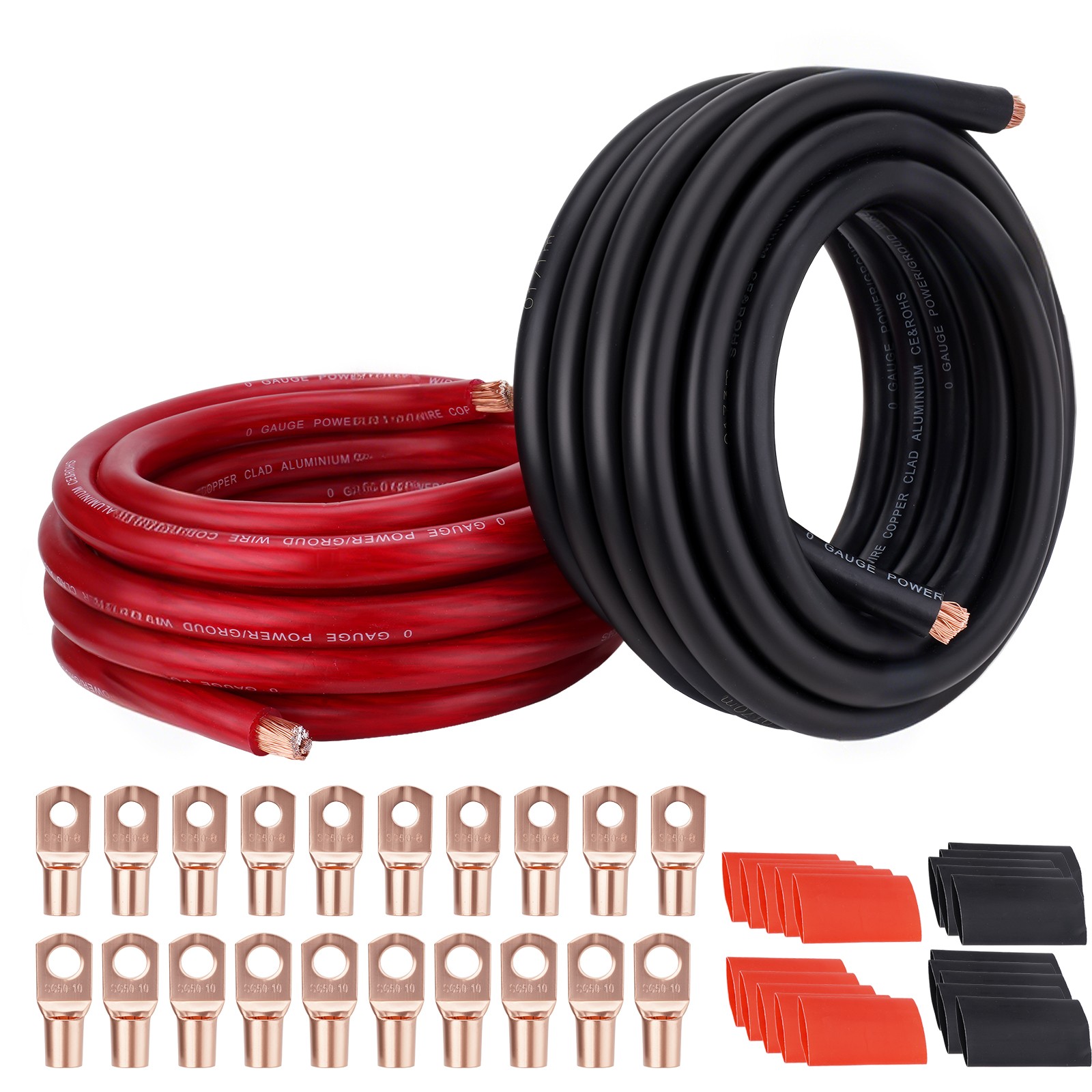 40FT 1/0 AWG Battery Cable 1/0 Gauge Wire Copper Clad Aluminum CCA Amp Wiring