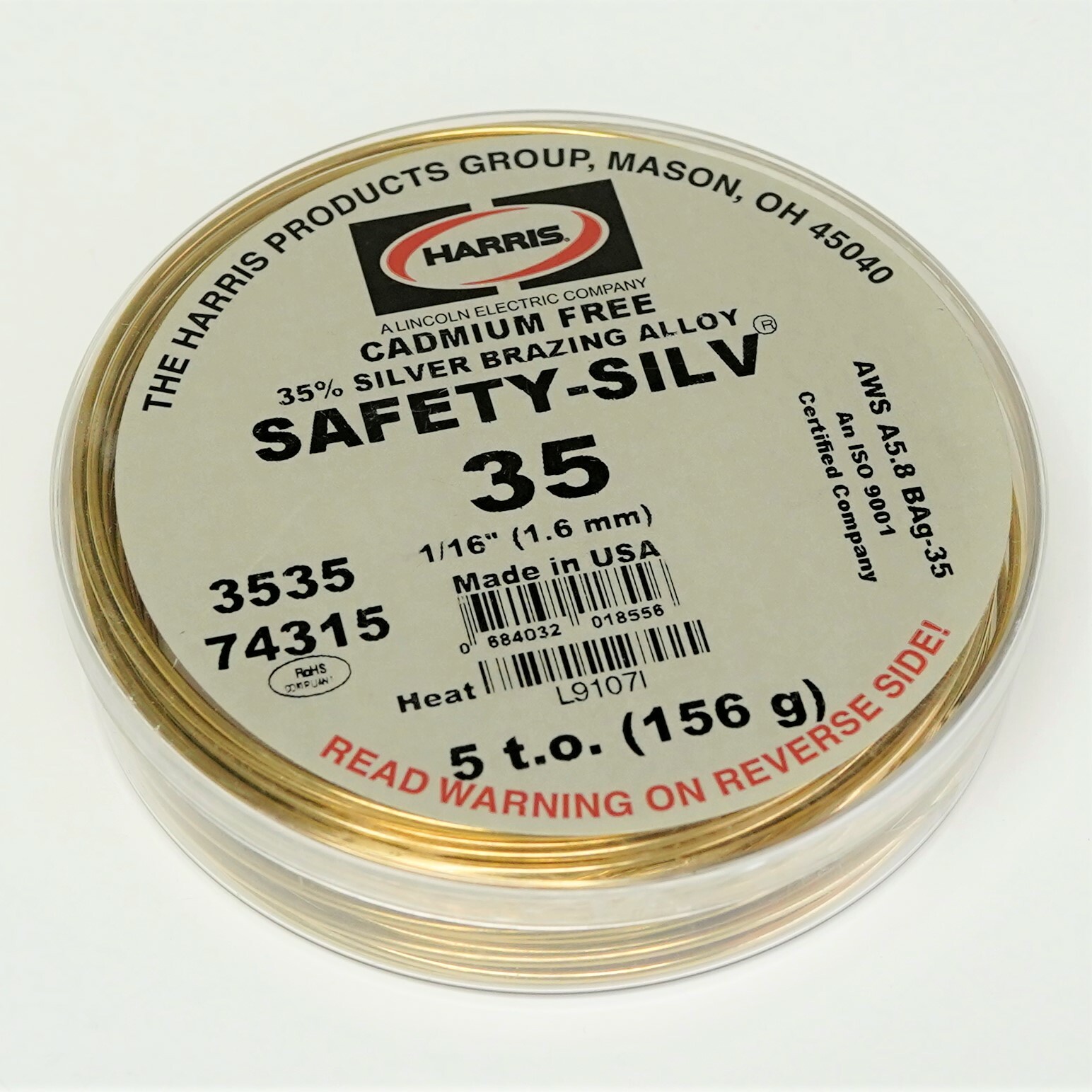 74315 Harris Safety-Silv 35 35% Silver Solder Brazing Alloy 5 Troy Ounce