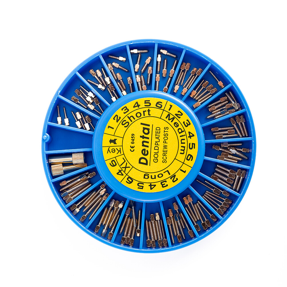 Dental Screw Posts Conical Kits Refills Assorted 24k Gold Plated/Silver 120 Pcs