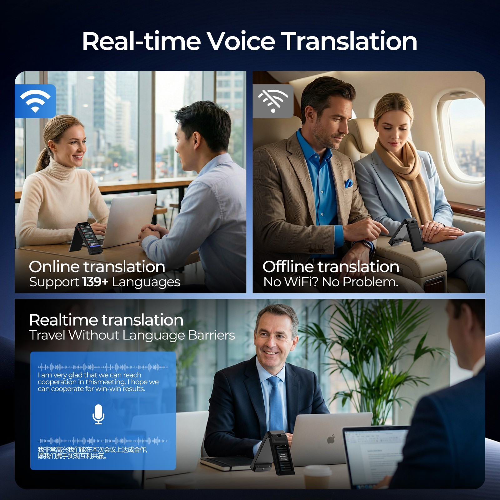 iTour Dual-Screen Real-Time Language Translator Device for Business Travel Learn