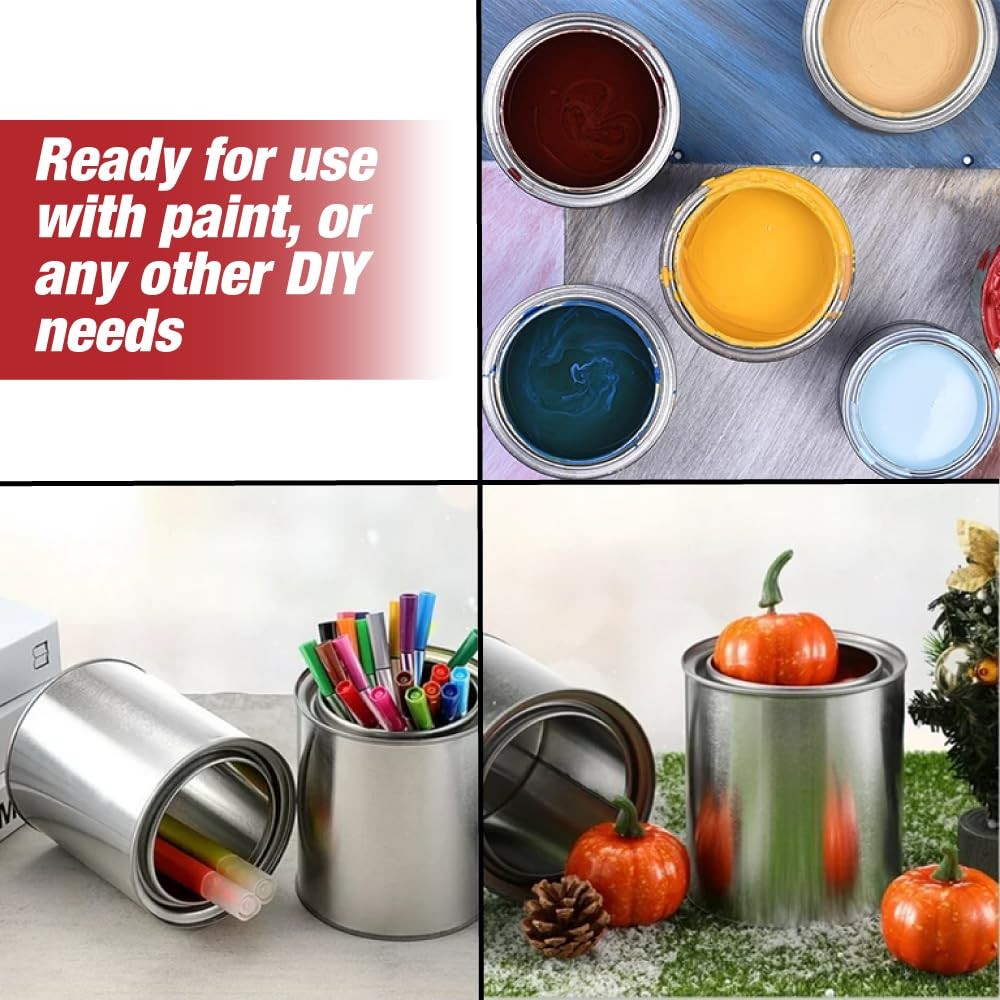 LAUCO Empty Paint Cans with Lids, 16 oz Pint Metal Paint Cans, 12 Pack, Durable