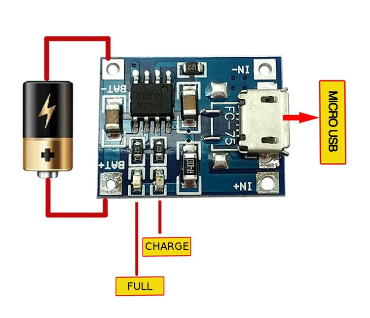 5pcs 5V Micro USB 1A 18650 Lithium Battery Charging Board Charger Module TP4056