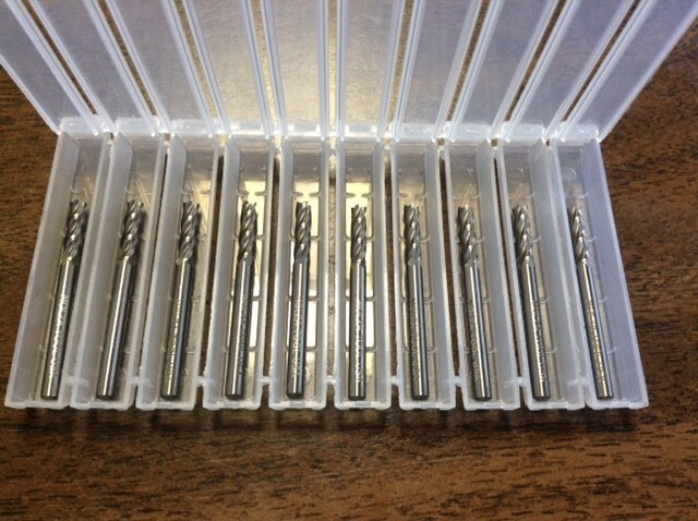 CARBIDE END MILL 10 PCS 1/8″ DIA 3/8″ STUB LOC 4 FLUTE RHS RHC 10 PACK USA MADE