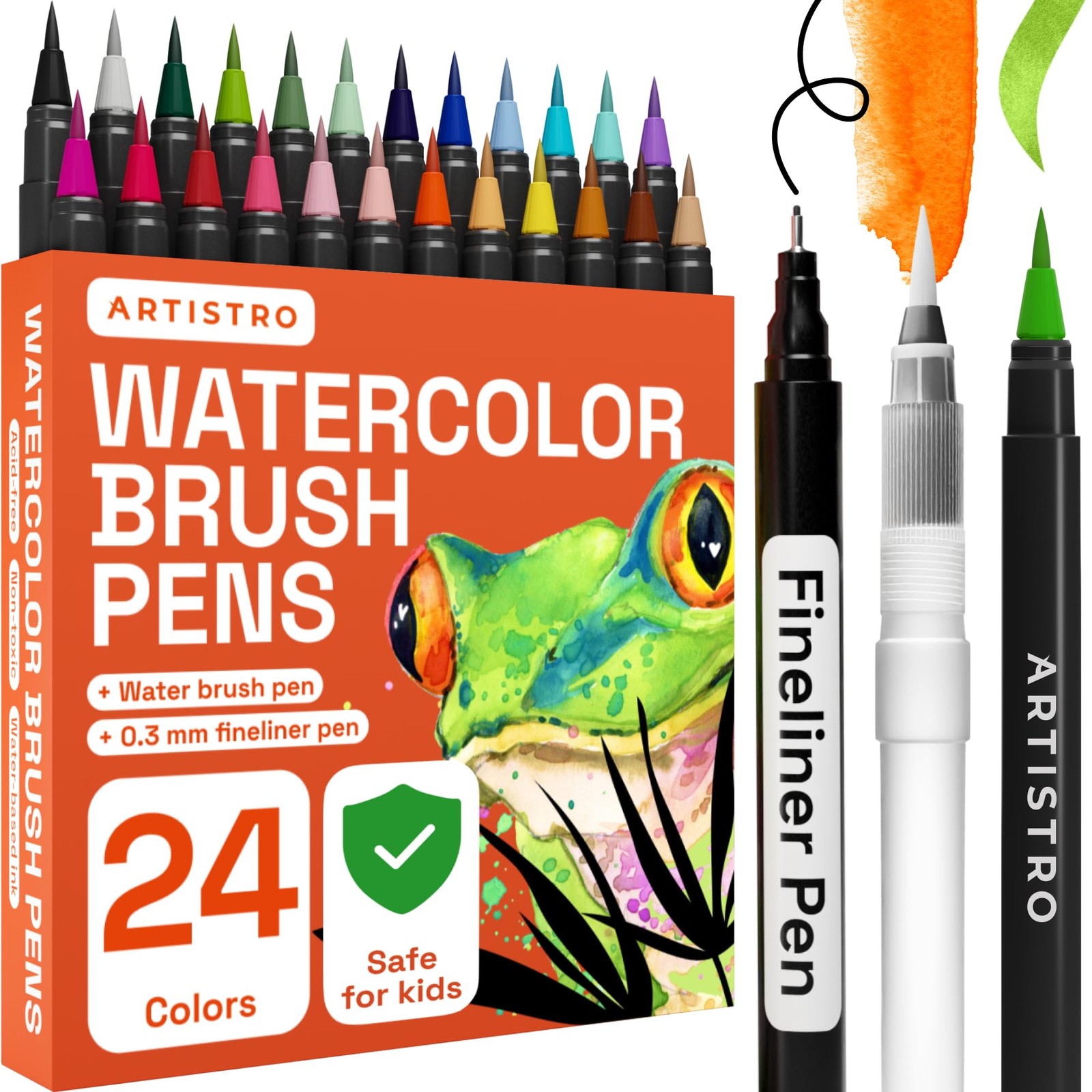 ARTISTRO 24 Watercolor Markers with Flexible 0.05-5 mm, 24 Bright Colors