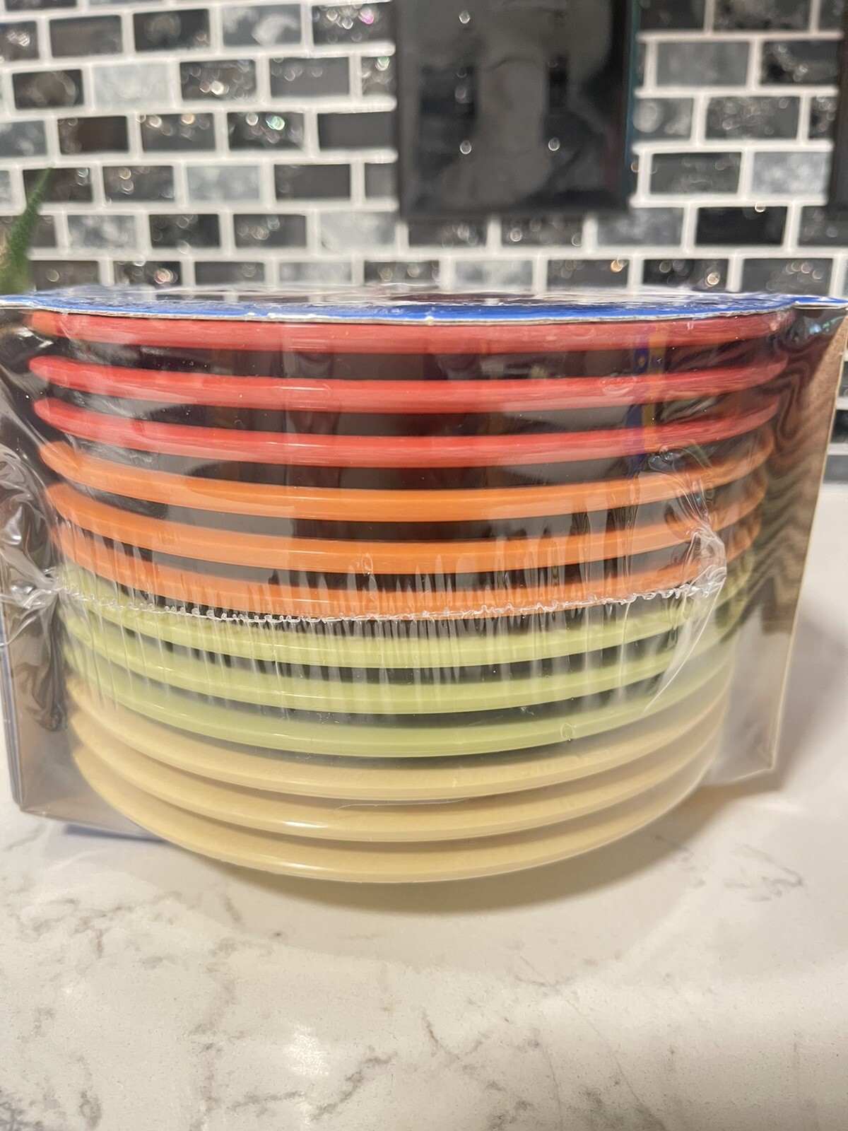 GET Enterprises 6 1/2 Inch Narrow Rim Melamine Plates 12 Pack Of 4 Colors -NEW