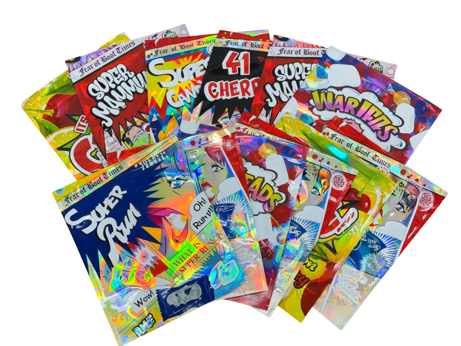 12 Pack 1lb Smell Proof Foil Mylar Bags 12” x 15” Mix Designs Pound Zip Bags