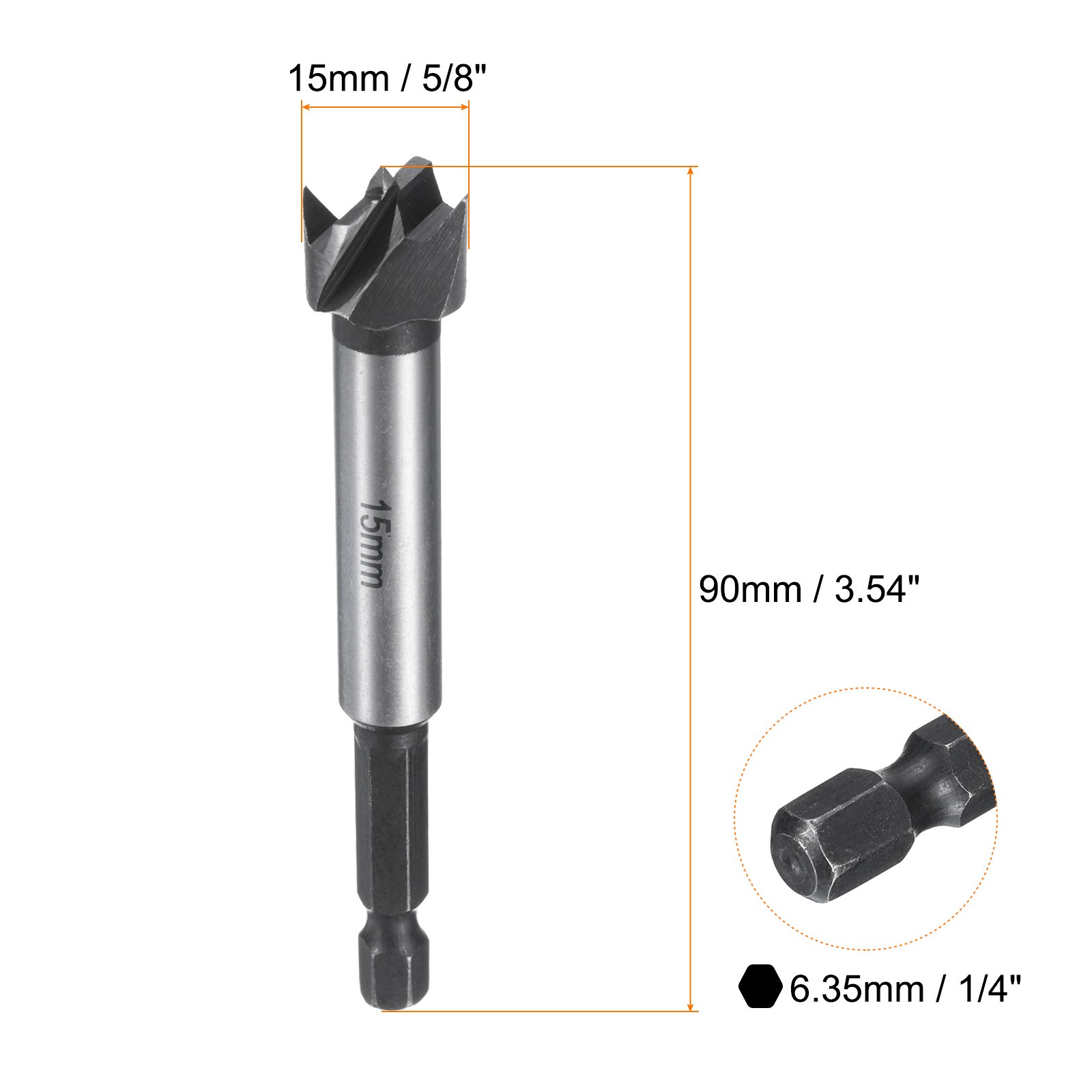 Forstner Drill Bit 5/8″(15mm) Single Tooth Flat Wing Wood Drilling Bit