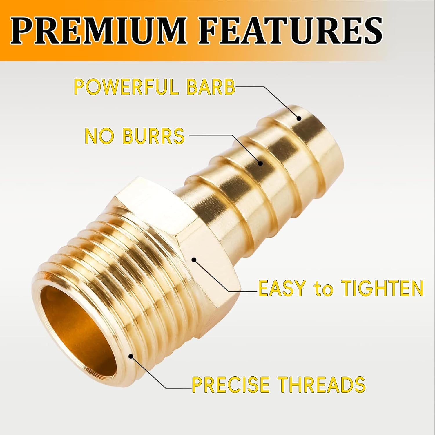 34Pcs Brass Hose Barb Fittings Kit – 3/16″, 1/4″, 5/16″, 3/8″, 1/2″ Barb to 1/8″
