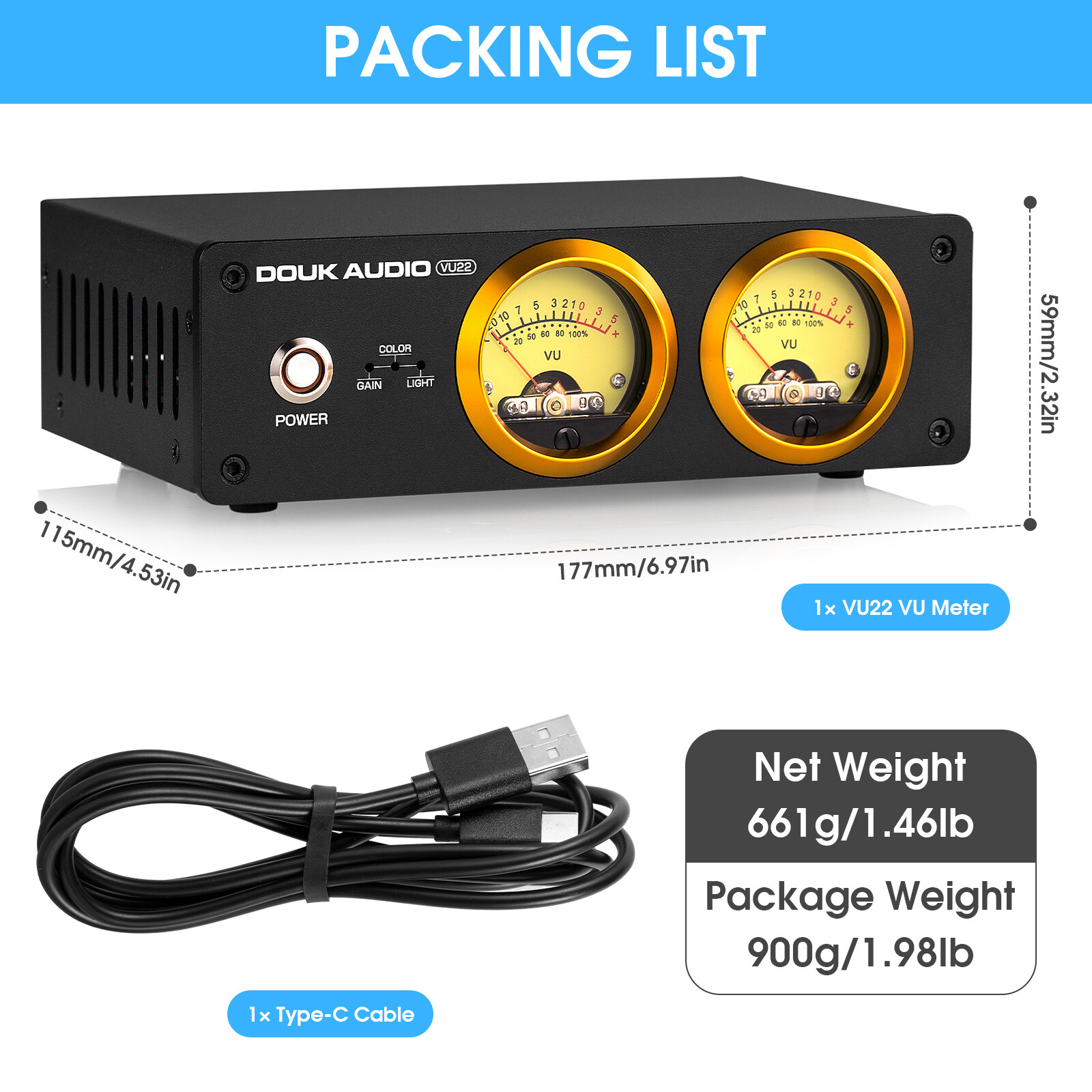 MIC+LINE Dual Analog VU Meter Display Audio Spectrum DB Panel Sound Level Meter