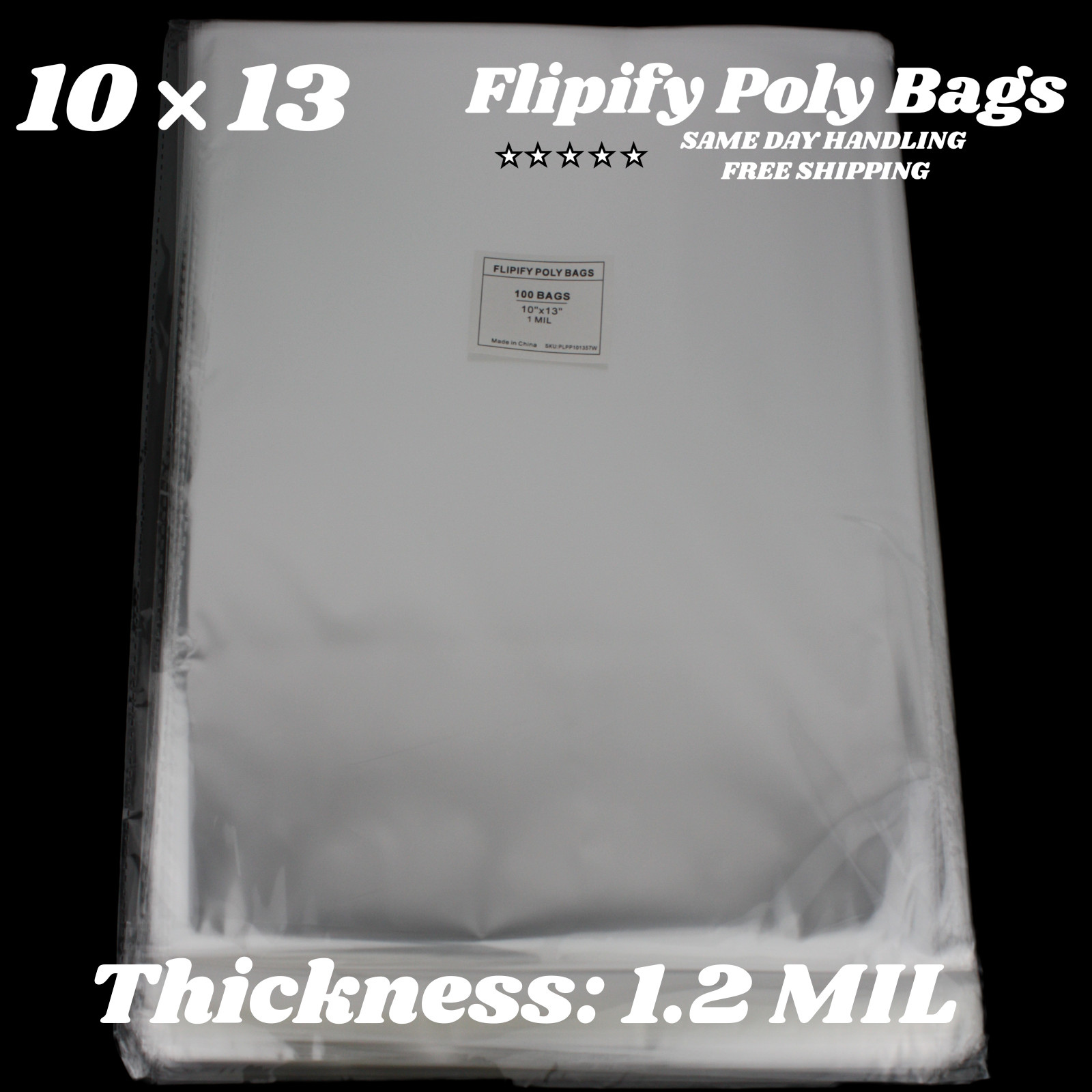 10×13 Clear Resealable T-Shirt/Apparel Self Seal Lip Tape Poly Plastic bags