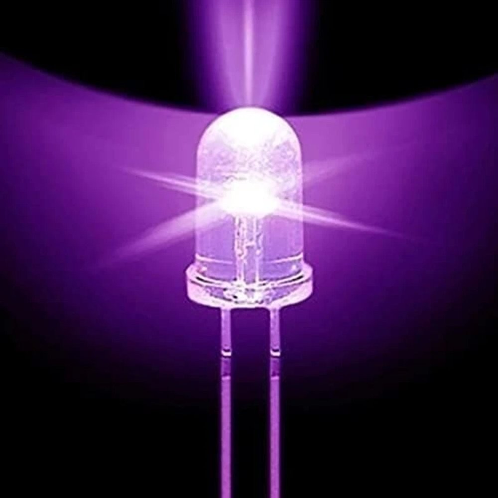 Clear UV / Purple LED 3mm 3V Super Bright Transparent – 5x 10x 25x 50x 100x Pkgs