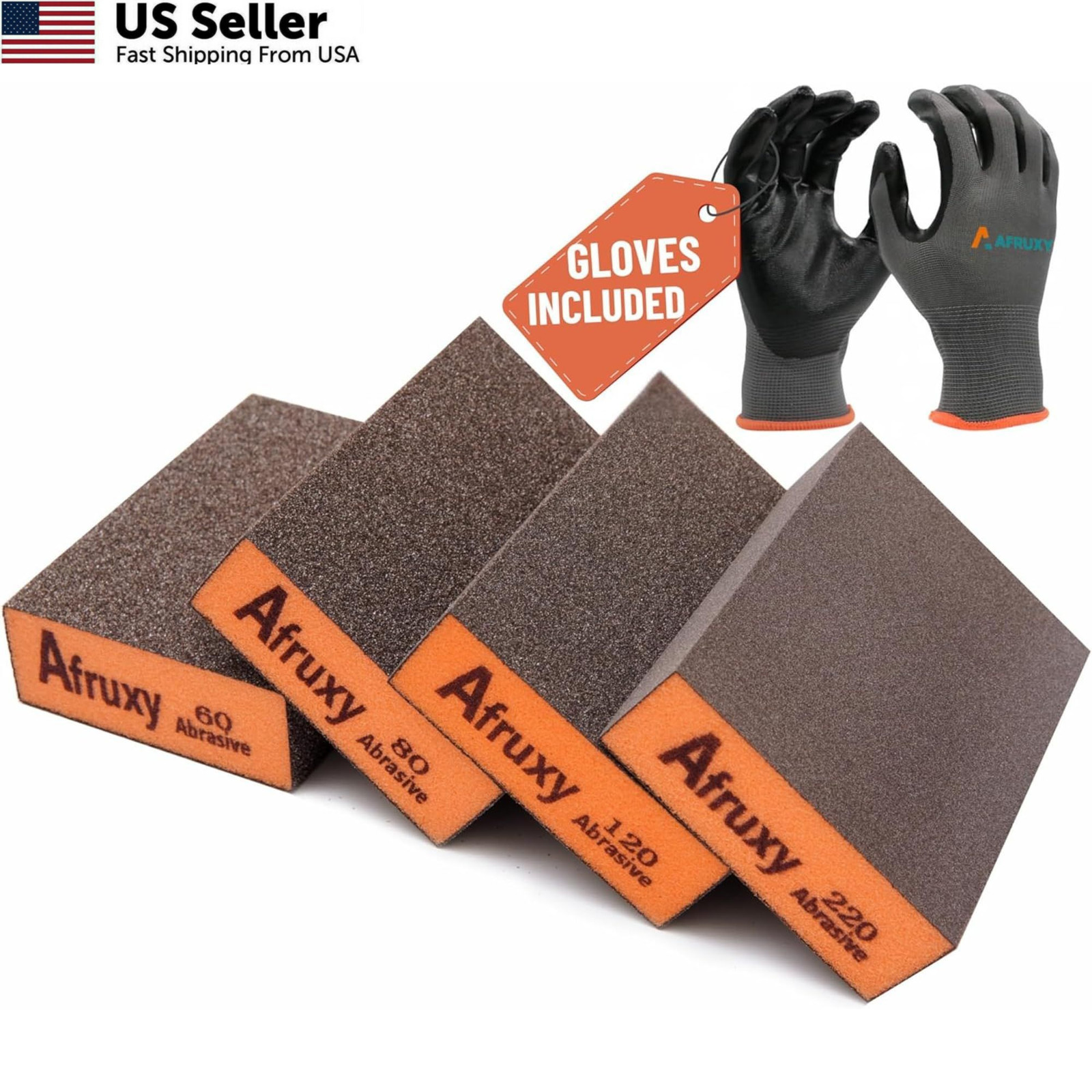 Sanding Sponge, 60/80/120/220 Grit 4-Pack with Assorted 4 Pack, Multicolor