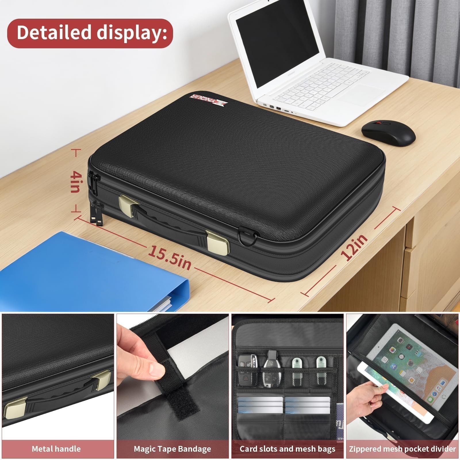 3200℉ Fireproof Document Box Organizer, UL Certified Laptop Bag for 15.6 inch…