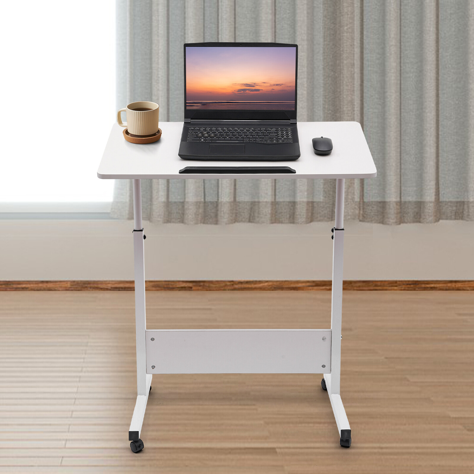 Adjustable Height Office Rolling Laptop Table Stand Bed Side Computer Desk Stand