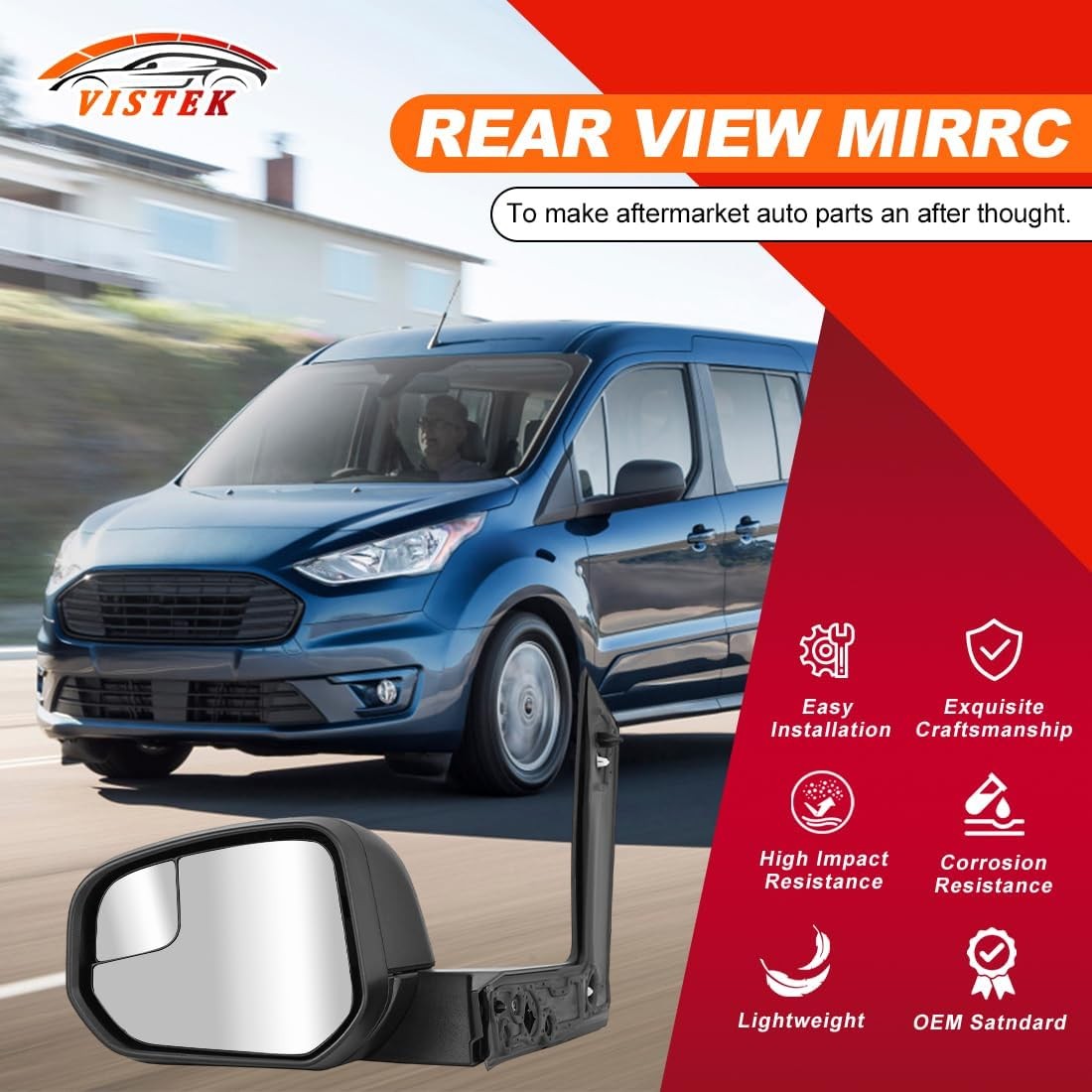 Passenger Right Side View Mirror FIT Ford Transit Connect 2014-2023 2024 – Power