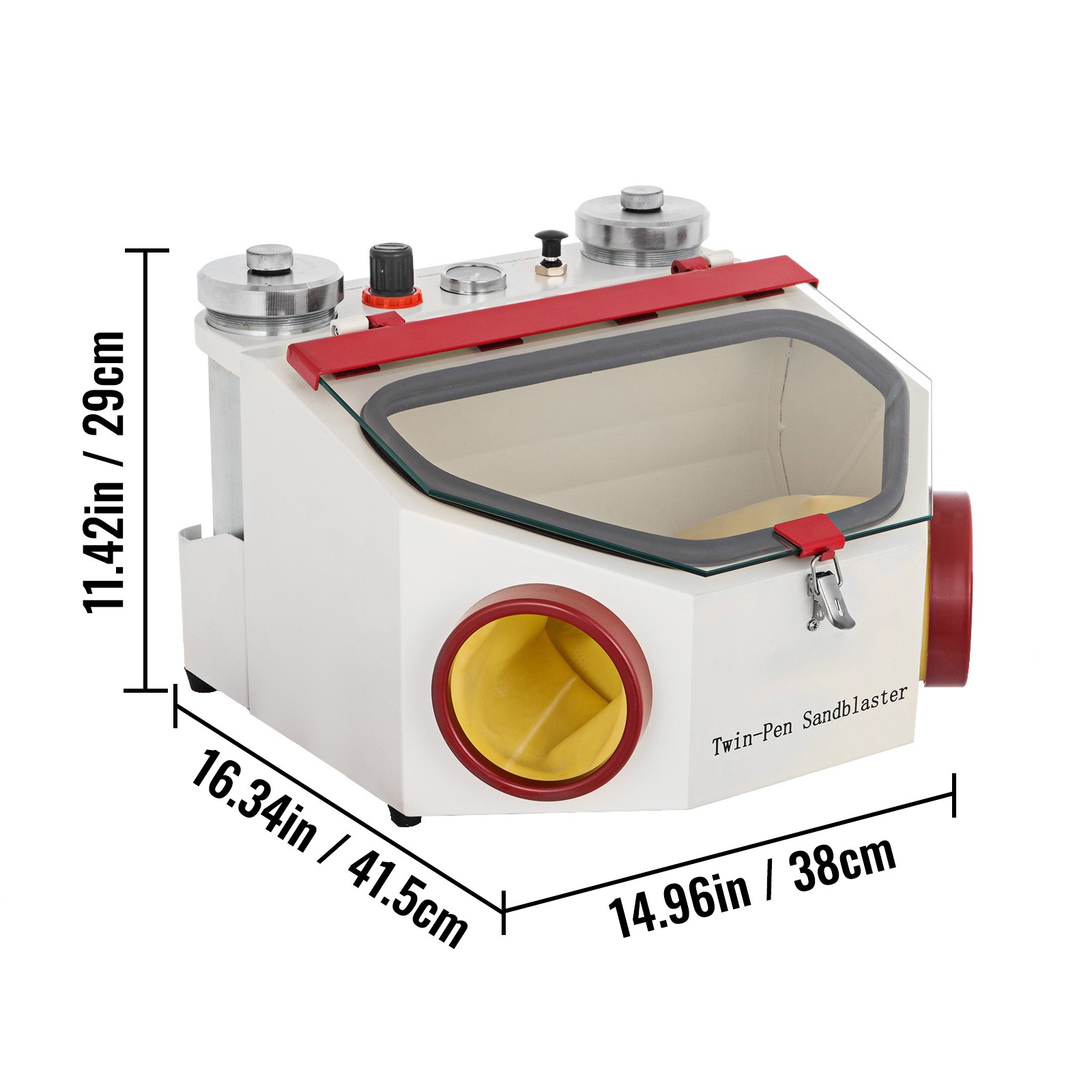Dental Twin-pen Double Pen Sand Blaster Sandblaster Unit w/LED Bulb 2 Tanks