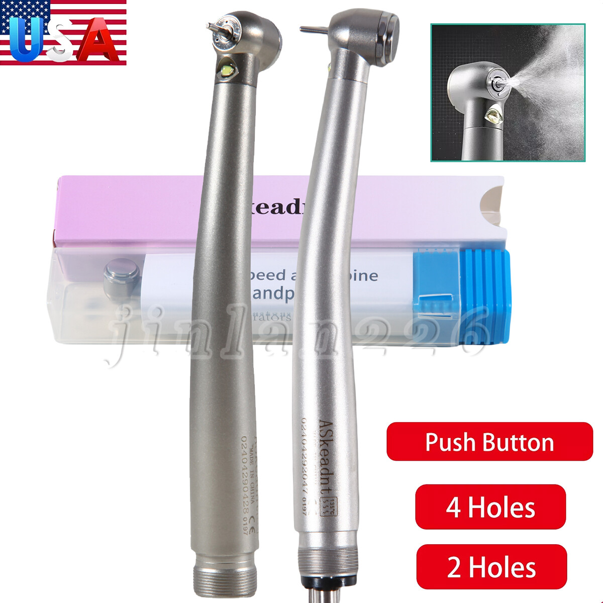 Dental E-generator LED High Speed Ceramic Torque Head Handpiece 4Hole 2Hole