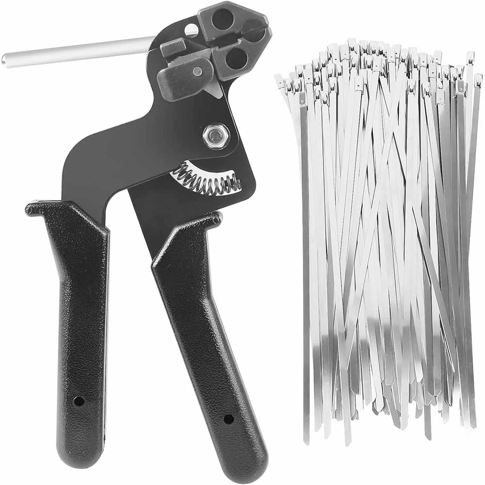 Stainless Steel Zip Ties Gun Kit Cable Tie Tool With 200pcs Metal Zip Ties