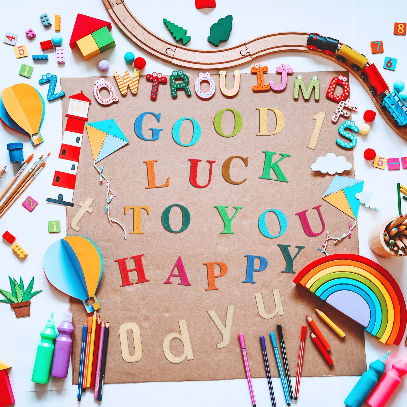 Blulu 248 Pcs 1 Inch Wood Alphabet Letters approx. 1 x 1 inch, Color