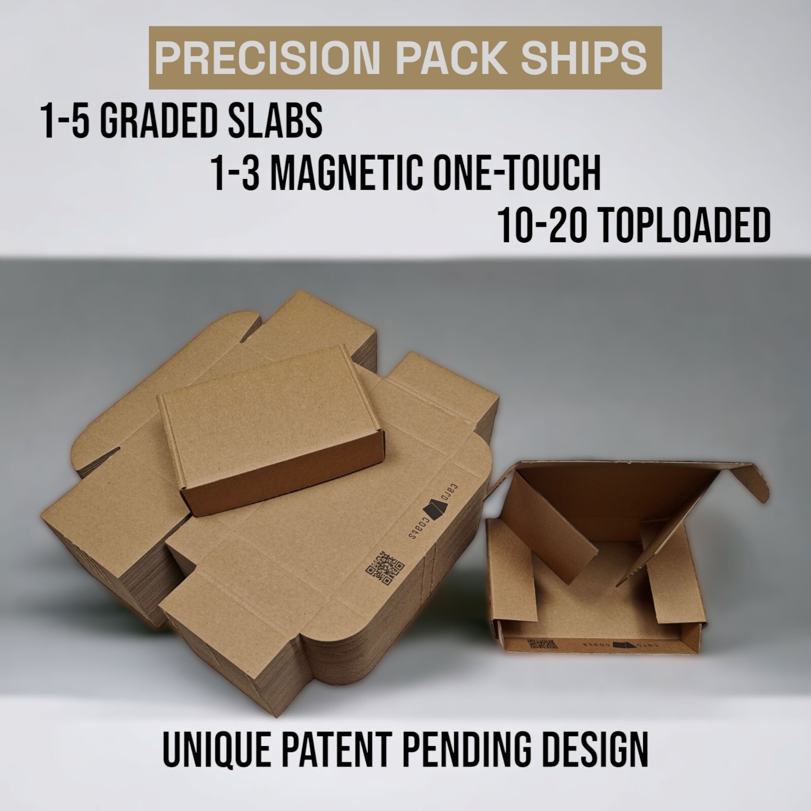 Card Coats Precision Pack – Graded Slab Trading Card Shipping Box – (50 Pk)