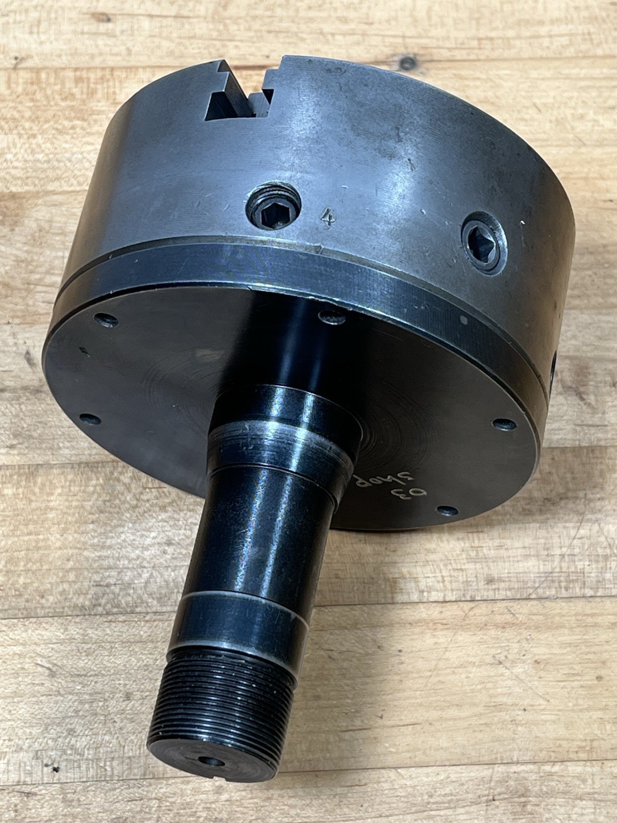 BUCK 5″ LATHE CHUCK 3 JAW SCROLLING #2534 WITH 5C MOUNT & KEY – MADE IN THE USA