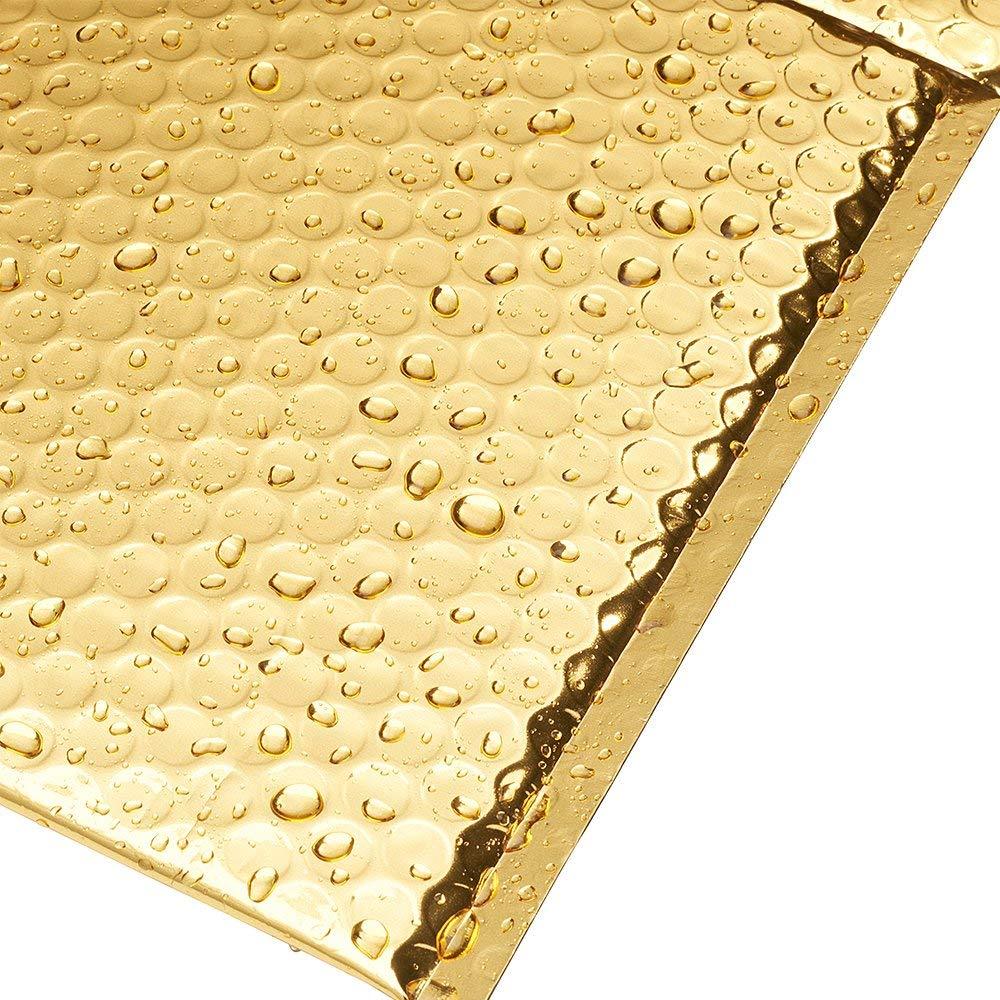 100 Extra Wide #0 Metallic Gold Poly Bubble Mailers 7×10 (Inner 6.625×9.25)