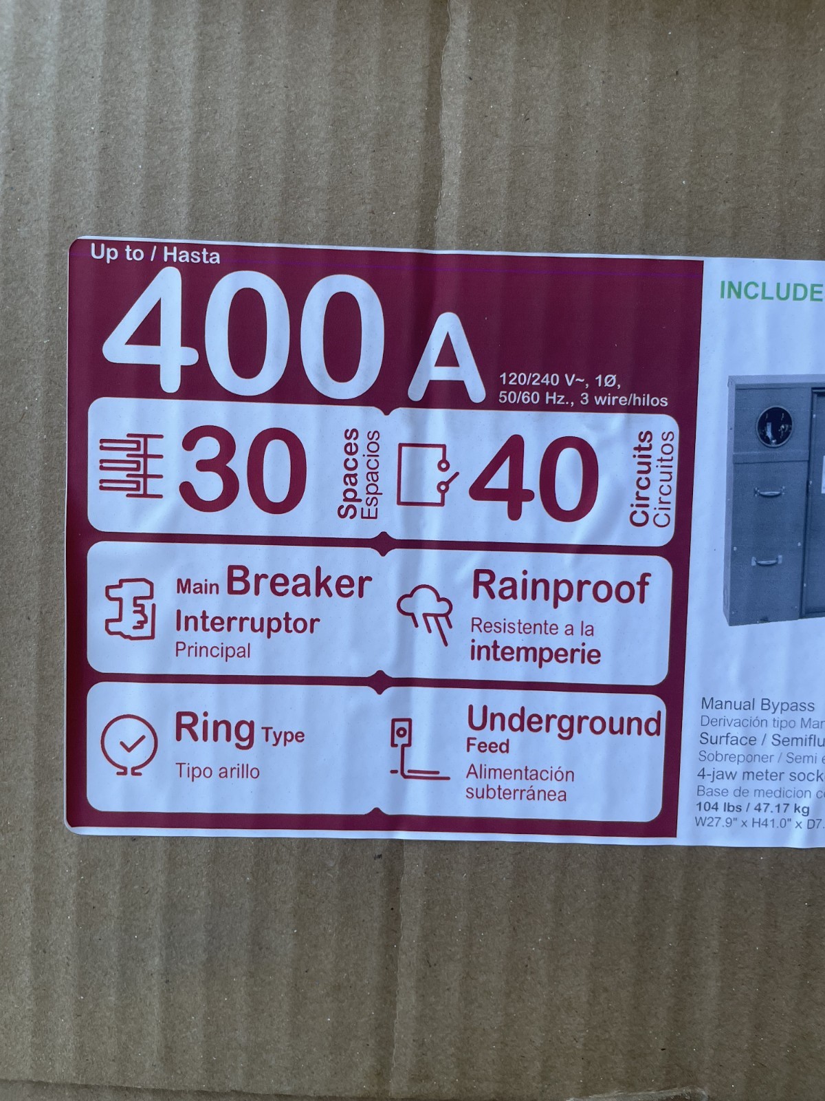 Square D SU3040D400CB 400A 30 Space Outdoor Ring Type Underground Main Breaker