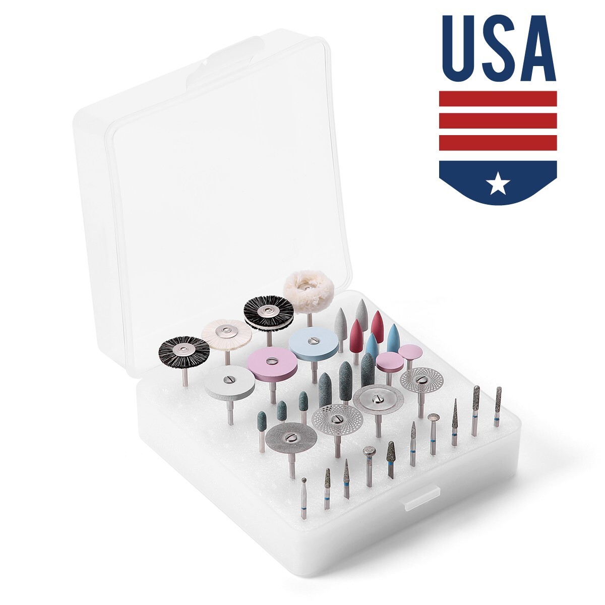 Dental Lab Polishing HP Kit Diamond Burs Brush For Ceramics Porcelain Grinding