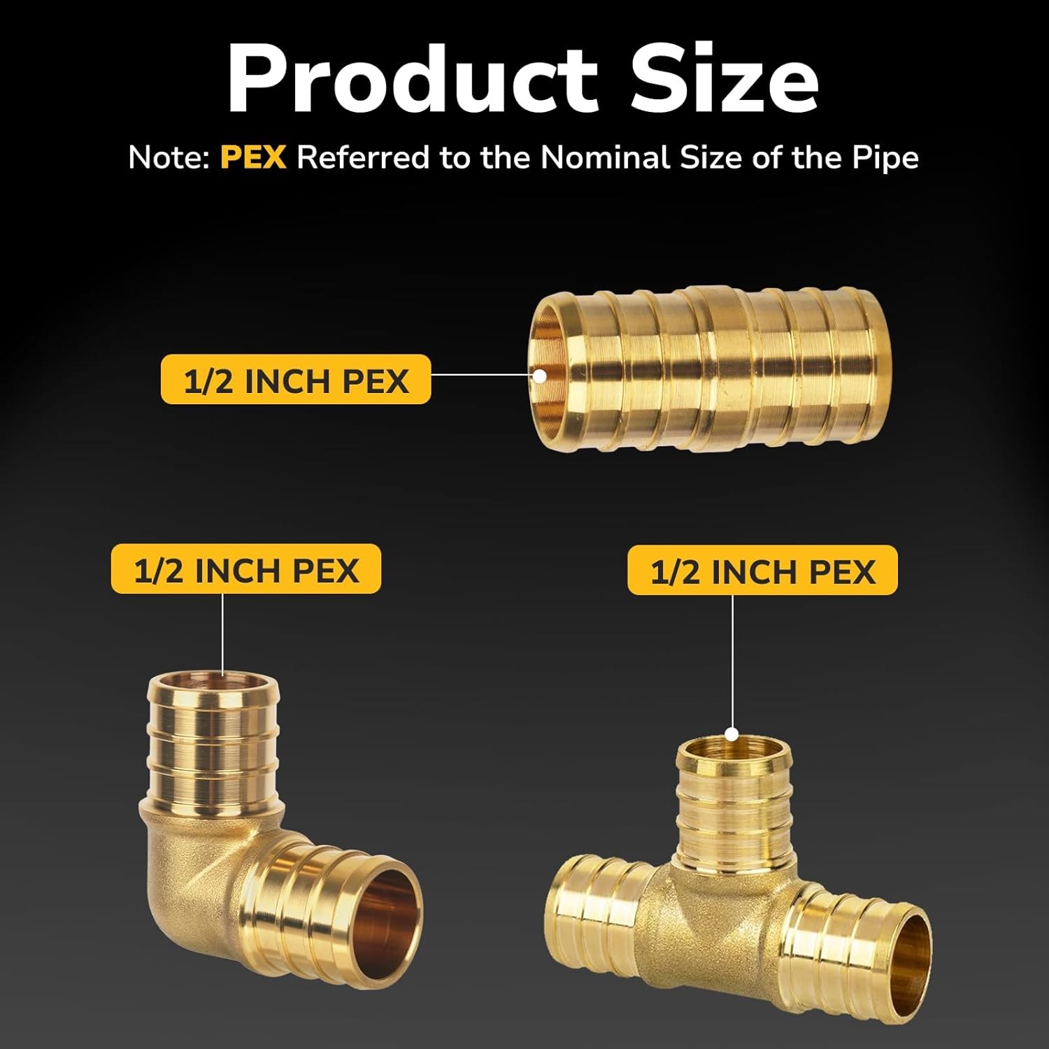 30 Pack 1/2″ PEX Fittings Set Elbow Tee Coupling Brass Crimp Kit US