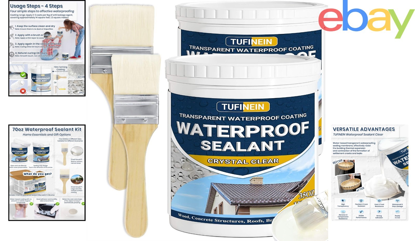 70oz Clear Waterproof Sealant for Indoor and Outdoor Use on Various Surfaces