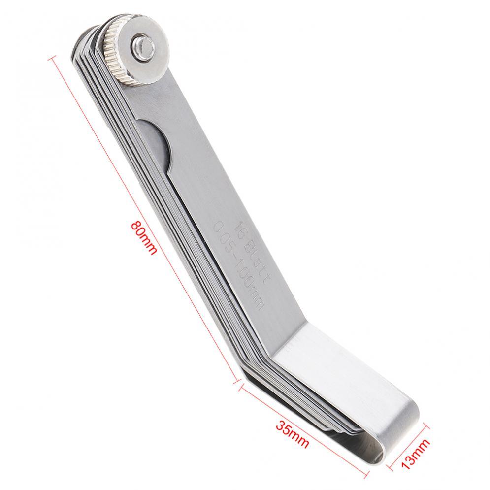 16 Blade 0.05 to 1.0mm Curved Feeler Gauge Stainless Steel Metric Gap Measure