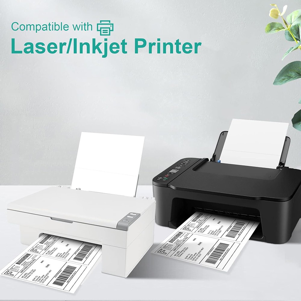50 – 4000 Shipping Labels 8.5 x 5.5 Half Sheets Self Adhesive 2 Per 8.5×11 Sheet