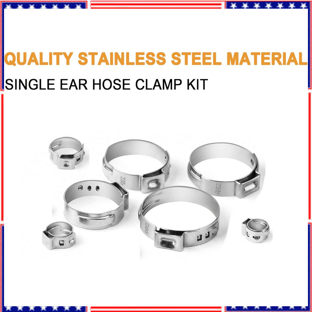 Single Ear Hose Clamps, Oetiker Clamps, 92Pcs(6.0mm-22.6mm) Crimp Pipe Clamps