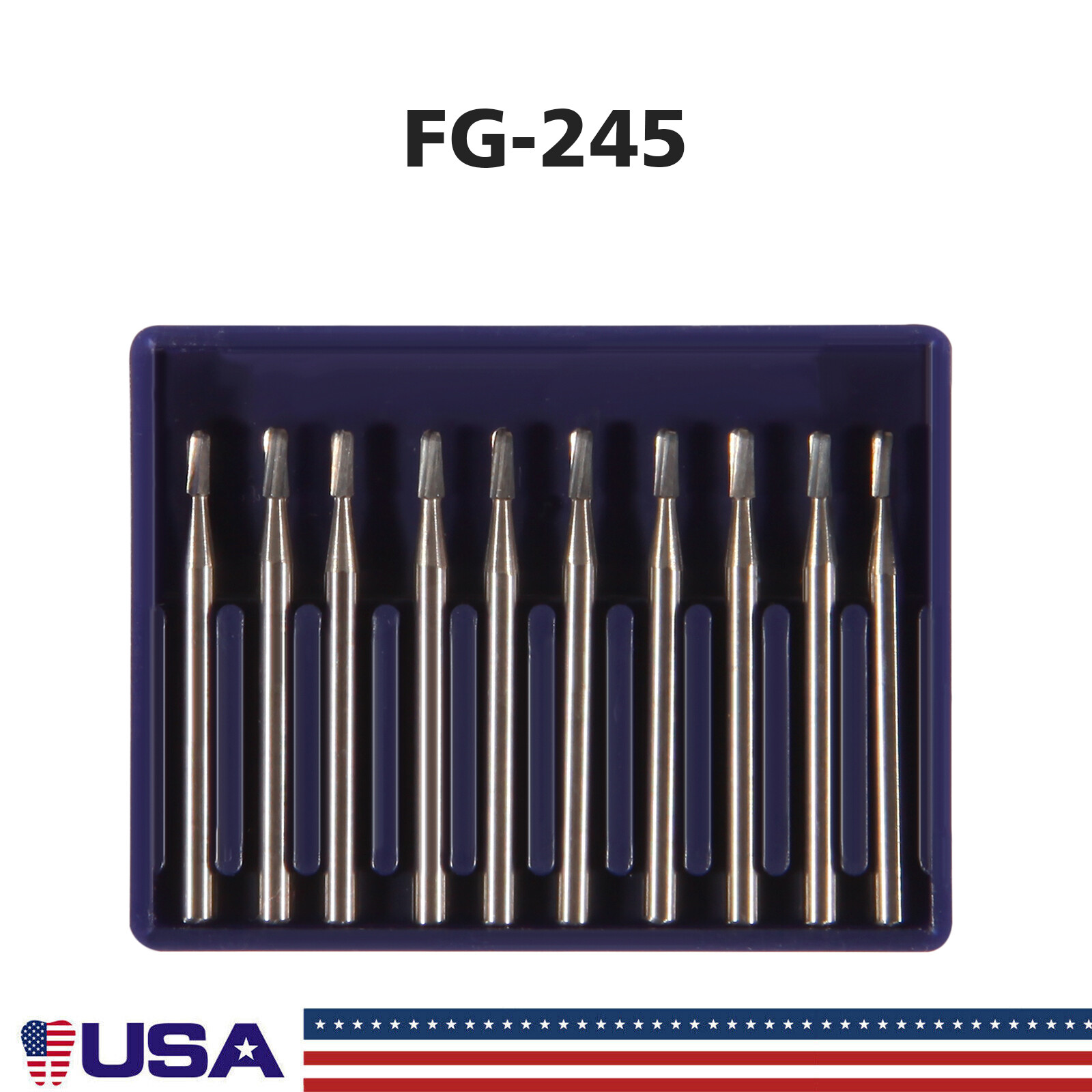 10Pcs Dental FG 245 Tungsten Carbide Burs Pear-Shaped For High Speed Handpiece